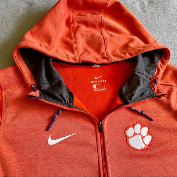 Nike Dri-Fit Clemson Tigers Full Zip Jacket Men’s Small Orange Polyester Rayon - Picture 2 of 6